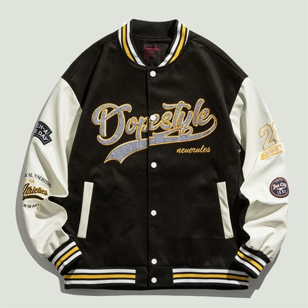 mens jackets bomber baseball jacket mens hip hop letter embroidery patchwork spring autumn streetwear loose casual varsity coats couples 220, Black;brown
mens jackets bomber baseball jacket mens hip hop letter embroidery patchwork spring autumn streetwear loose casual varsity coats couples 220, Black;brown
