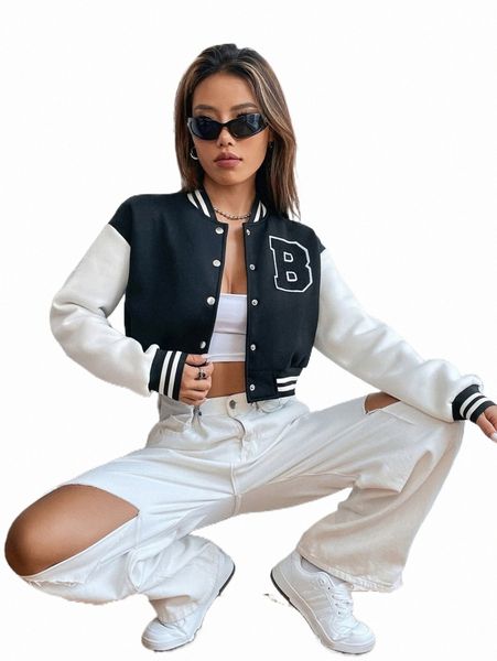 women's jackets letter patched detail striped trim drop shoulder crop varsity jacket f9xo#, Black;brown
women's jackets letter patched detail striped trim drop shoulder crop varsity jacket f9xo#, Black;brown