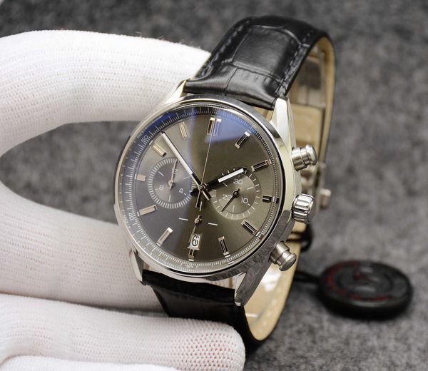 high grade 02 watch 42mm quartz vk chronograph battery power mens watches bracelet 80hours gray sunray dial date leather strap floding case, Slivery;brown
high grade 02 watch 42mm quartz vk chronograph battery power mens watches bracelet 80hours gray sunray dial date leather strap floding case, Slivery;brown