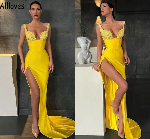 arabc aso ebi yellow mermaid evening dresses with spaghetti straps split formal prom party gowns elegant satin sequins beaded special occasi, Black;red
arabc aso ebi yellow mermaid evening dresses with spaghetti straps split formal prom party gowns elegant satin sequins beaded special occasi, Black;red