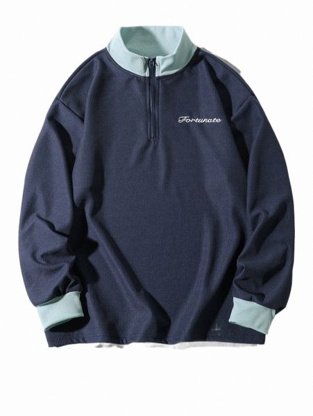 men's hoodies & sweatshirts men letter embroidery contrast panel half zip sweatshirt l4uh#, Black
men's hoodies & sweatshirts men letter embroidery contrast panel half zip sweatshirt l4uh#, Black