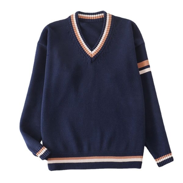 men's sweaters japanese fashion v neck color blocking knitted sweater autumn and winter korean version loose pullover casual 220829, White;black
men's sweaters japanese fashion v neck color blocking knitted sweater autumn and winter korean version loose pullover casual 220829, White;black