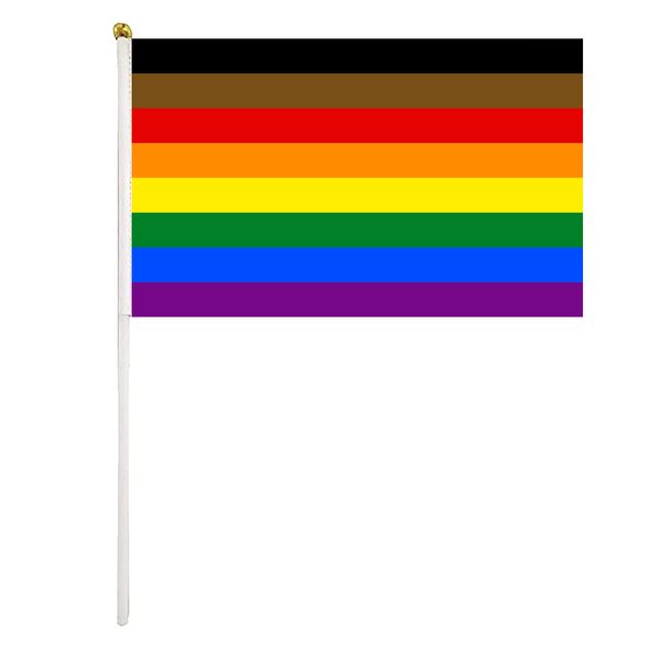philadelphia pride flag hand waving flag 14x21cm premium polyester mini handheld flags banner with plastic flagpole
philadelphia pride flag hand waving flag 14x21cm premium polyester mini handheld flags banner with plastic flagpole
