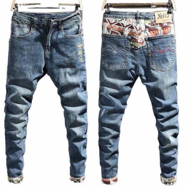 men's jeans men's jeans fashion streetwear men elastic slim fit embroidery patchwork ripped denim pants japanese style vintage des, Blue
men's jeans men's jeans fashion streetwear men elastic slim fit embroidery patchwork ripped denim pants japanese style vintage des, Blue
