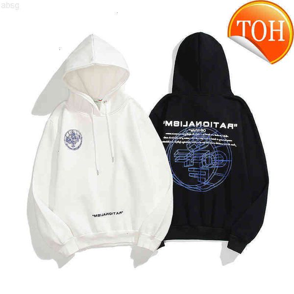 off hoodie sweatshirt white brand fashion 3d overlapping projection sweater men's and women's plush, Black 
off hoodie sweatshirt white brand fashion 3d overlapping projection sweater men's and women's plush, Black