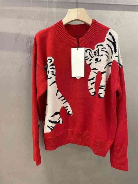 women's knits tees ed exclusive autumn and winter fashionable tiger pattern jacquard design sense chinese red lazy wool knitted top, White
women's knits tees ed exclusive autumn and winter fashionable tiger pattern jacquard design sense chinese red lazy wool knitted top, White