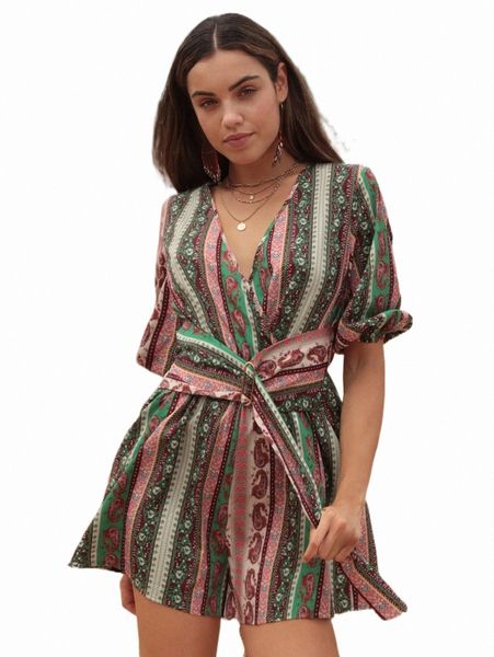 women's jumpsuits & rompers geo & paisley print puff sleeve belted romper 29ka#, Black;white
women's jumpsuits & rompers geo & paisley print puff sleeve belted romper 29ka#, Black;white