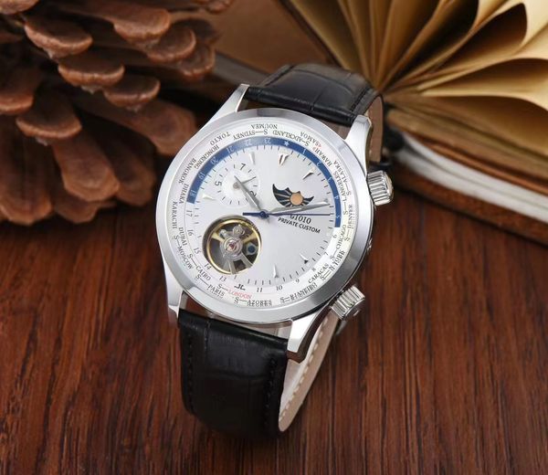 42mm mens automatic watch mechanical sapphire moon phase year month rose gold black blue leather tourbillion, Slivery;brown
42mm mens automatic watch mechanical sapphire moon phase year month rose gold black blue leather tourbillion, Slivery;brown