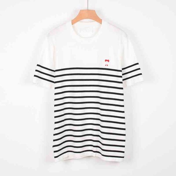 women's t shirt am summer fashionable letter love stripe contrast round neck wool knitted t shirt loose women's fashion, White
women's t shirt am summer fashionable letter love stripe contrast round neck wool knitted t shirt loose women's fashion, White