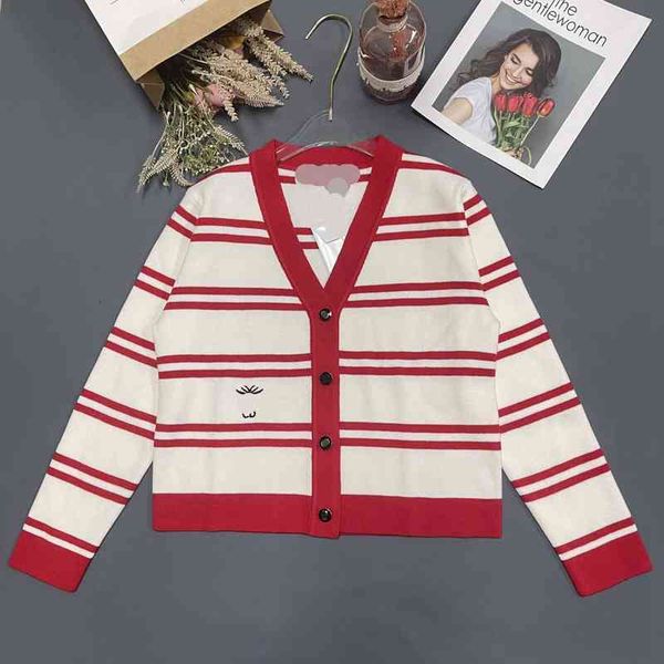 women's knits tees early autumn d family classic stripe color contrast small bee letter embroidery v neck knitted cardigan coat women&#, White
women's knits tees early autumn d family classic stripe color contrast small bee letter embroidery v neck knitted cardigan coat women&#, White
