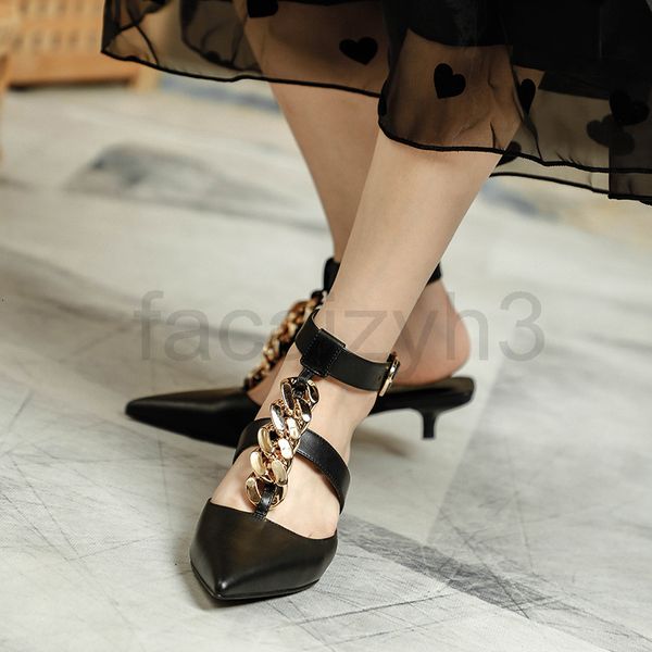 sandals designer women's sandals chain pointed summer roman style fashion baotou stiletto heels, Black
sandals designer women's sandals chain pointed summer roman style fashion baotou stiletto heels, Black