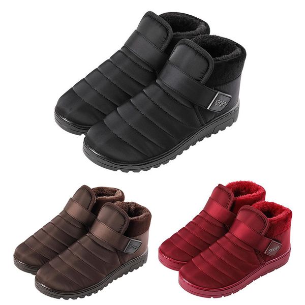 thick outdoor warm cotton shoes outdoor womens boots breathable slip on size 36-44, White;red