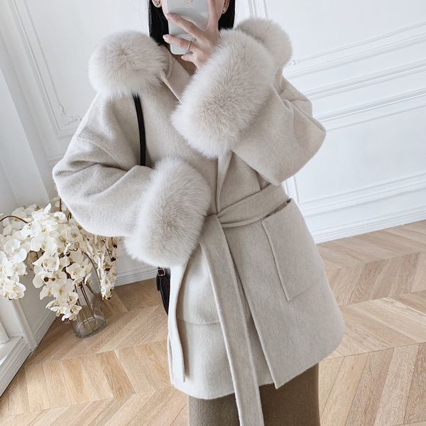 womens fur faux natural collar double-sided wool cashmere coat with plush cuffs female real overcoat winter jacket 220829, Black
womens fur faux natural collar double-sided wool cashmere coat with plush cuffs female real overcoat winter jacket 220829, Black