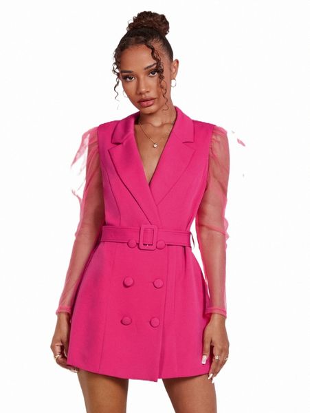 women's two piece pants contrast mesh gigot sleeve double breasted belted blazer dress b0yp#, White
women's two piece pants contrast mesh gigot sleeve double breasted belted blazer dress b0yp#, White