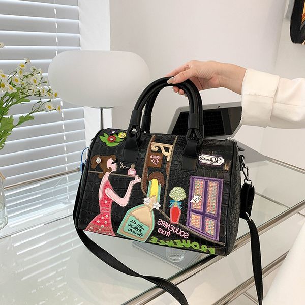 designer bags women's new handbag msenger embroidered zipper stitching boston pillow large capacity advanced feeling
designer bags women's new handbag msenger embroidered zipper stitching boston pillow large capacity advanced feeling