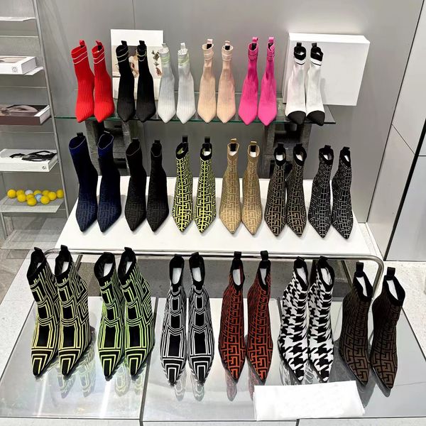 2022 new elastic knitted high heel ankle boots jacquard pointed letters interweaved banquet party luxury designer thin women's fashion, Black
2022 new elastic knitted high heel ankle boots jacquard pointed letters interweaved banquet party luxury designer thin women's fashion, Black