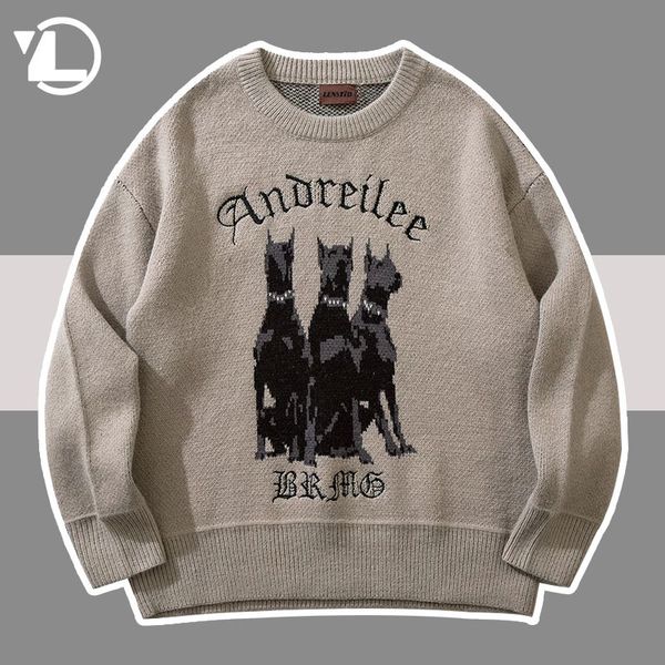 men's sweaters high street knitted men hip hop dog letter embroidery oversized pullovers vintage harajuku jumper loose fashion sweater, White;black
men's sweaters high street knitted men hip hop dog letter embroidery oversized pullovers vintage harajuku jumper loose fashion sweater, White;black