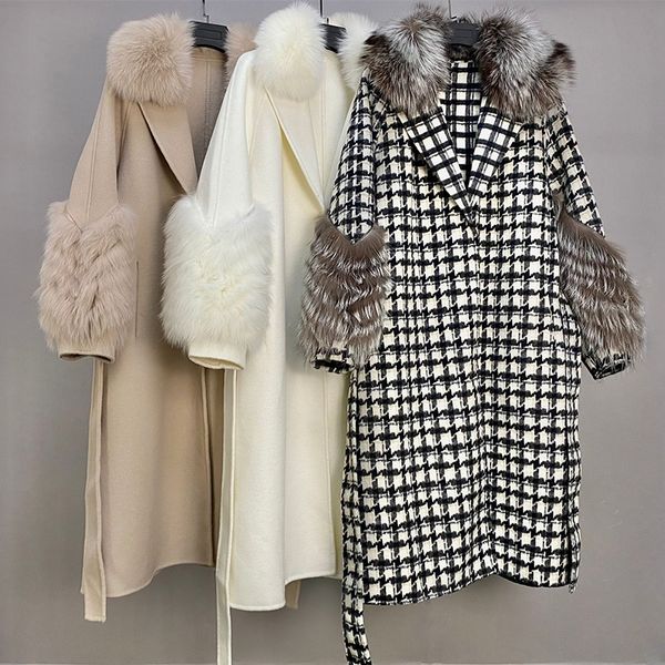 womens fur faux fur luxury womens winter real double-sided wool coat genuine collar and cuffs houndstooth overcoat 220829, Black
womens fur faux fur luxury womens winter real double-sided wool coat genuine collar and cuffs houndstooth overcoat 220829, Black