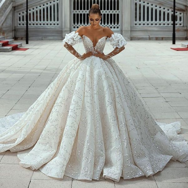 luxury ball gown wedding dresses v neck scaves strapless beads sequins appliques lace ruffles 3d lace floor length sparkling bridal gowns pl, White
luxury ball gown wedding dresses v neck scaves strapless beads sequins appliques lace ruffles 3d lace floor length sparkling bridal gowns pl, White