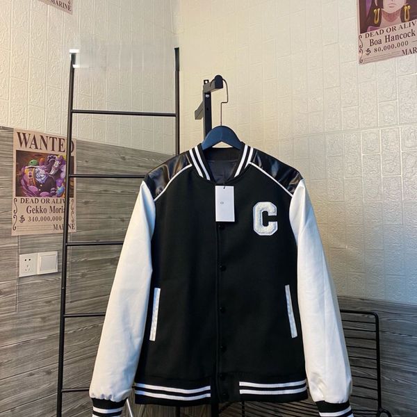 ce jacket men's pu leather stitching contrast color stand collar couple baseball jacket coat, Black;brown
ce jacket men's pu leather stitching contrast color stand collar couple baseball jacket coat, Black;brown