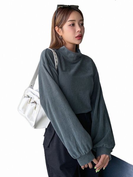 women's t-shirt dazy drop shoulder mock neck tee 90us#, White 
women's t-shirt dazy drop shoulder mock neck tee 90us#, White