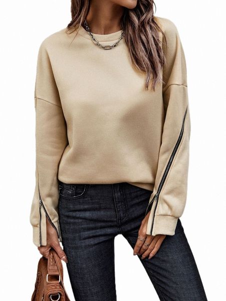 women's hoodies & sweatshirts solid drop shoulder zipper sleeve sweatshirt y6tq#, Black
women's hoodies & sweatshirts solid drop shoulder zipper sleeve sweatshirt y6tq#, Black