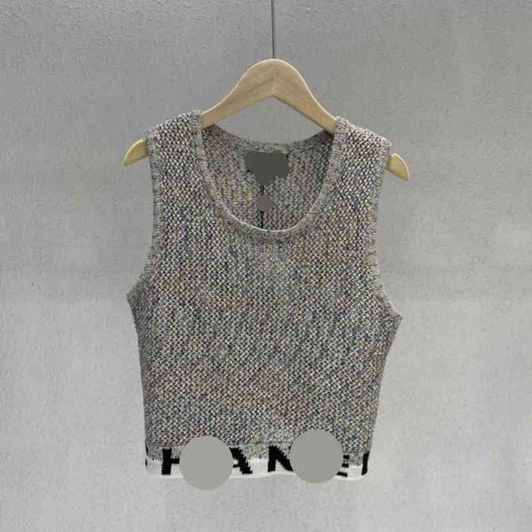 women's t shirt small fragrance summer fashionable letter jacquard gold and silver thread round neck sleeveless knitted vest showing a, White
women's t shirt small fragrance summer fashionable letter jacquard gold and silver thread round neck sleeveless knitted vest showing a, White