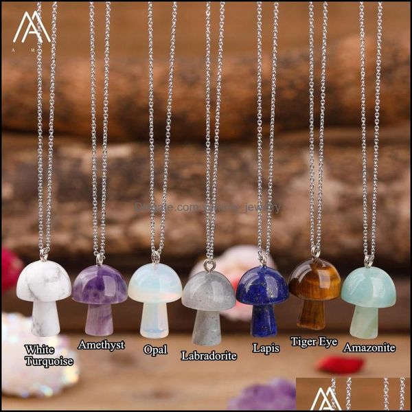 pendant necklaces natural stone carving mushroom shape pendant reiki healing crystal tiger eye rose quartz amethyst agate aventurines dhemh, Silver
pendant necklaces natural stone carving mushroom shape pendant reiki healing crystal tiger eye rose quartz amethyst agate aventurines dhemh, Silver