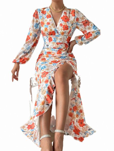 casual dresses allover floral print lantern sleeve ruched split thigh dress w4sc#, Black;gray
casual dresses allover floral print lantern sleeve ruched split thigh dress w4sc#, Black;gray