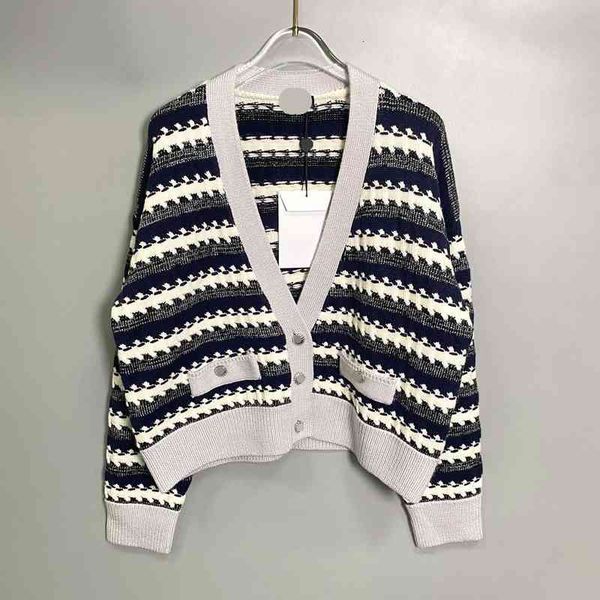 women's knits tees autumn and winter small fragrance stripe wave silver contrast color wool knitted cardigan celebrity style slim v nec, White
women's knits tees autumn and winter small fragrance stripe wave silver contrast color wool knitted cardigan celebrity style slim v nec, White