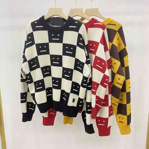 women's knits tees autumn and winter swedish niche ac lattice smiling face square sweater women's loose round neck pure wool knitt, White
women's knits tees autumn and winter swedish niche ac lattice smiling face square sweater women's loose round neck pure wool knitt, White