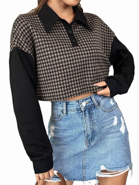 women's hoodies & sweatshirts houndstooth print drop shoulder sweatshirt k8dm#, Black
women's hoodies & sweatshirts houndstooth print drop shoulder sweatshirt k8dm#, Black
