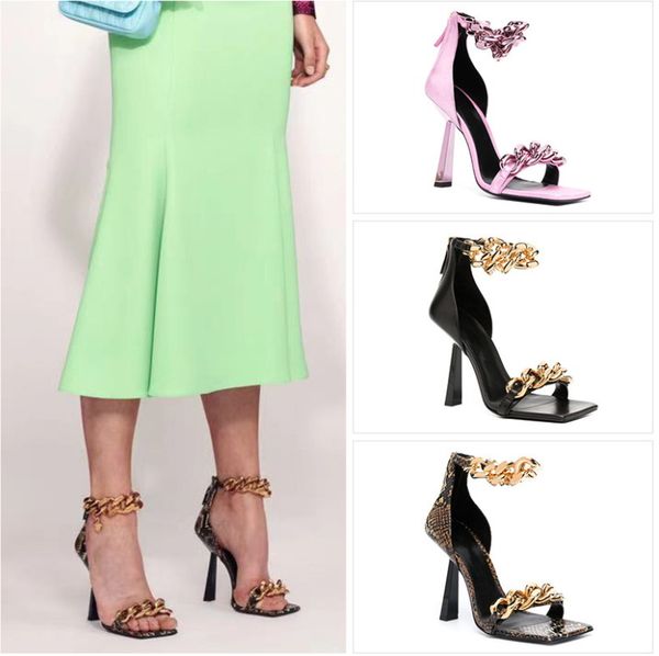 metal chunky chain square toe sandals stiletto high heels back zipper ankle strap solid color cover heel women shoes modern, Black
metal chunky chain square toe sandals stiletto high heels back zipper ankle strap solid color cover heel women shoes modern, Black