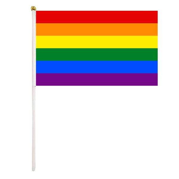 rainbow gay flag hand waving flag 14x21cm premium polyester mini handheld flags banner with plastic flagpole
rainbow gay flag hand waving flag 14x21cm premium polyester mini handheld flags banner with plastic flagpole