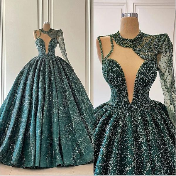 2022 green ballgown prom dresses one shoulder long sleeves luxury beaded ruffles floor length custom made evening gown formal occasion wear, Black
2022 green ballgown prom dresses one shoulder long sleeves luxury beaded ruffles floor length custom made evening gown formal occasion wear, Black