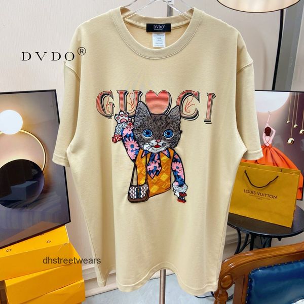 women's t shirts spring and summer khaki milk tea cartoon animation 280g cotton loose round neck short sleeve bottomed shirt g cat, White
women's t shirts spring and summer khaki milk tea cartoon animation 280g cotton loose round neck short sleeve bottomed shirt g cat, White