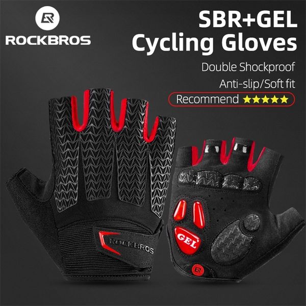 Image of Cycling Gloves ROCKBROS Cycling Bike Half Short Finger Gloves Shockproof Breathable MTB Road Bicycle Gloves Men Women Sports Cycling Equipment 220830