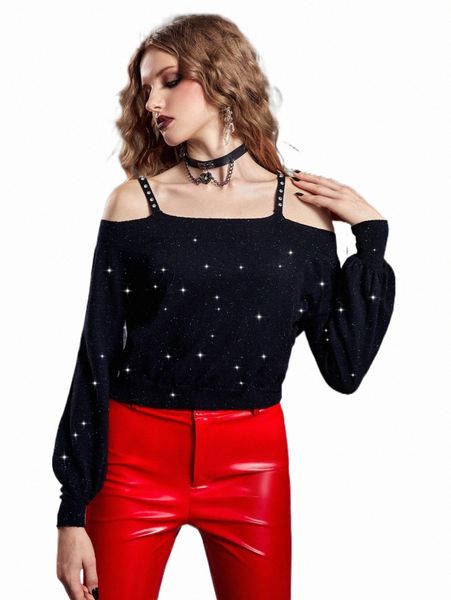 women's sweaters mod rhinestone cold shoulder lantern sleeve sweater 18us#, White;black
women's sweaters mod rhinestone cold shoulder lantern sleeve sweater 18us#, White;black