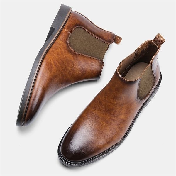 dress shoes 40 chelsea boots men brand retro comfortable fashion 220829, Black