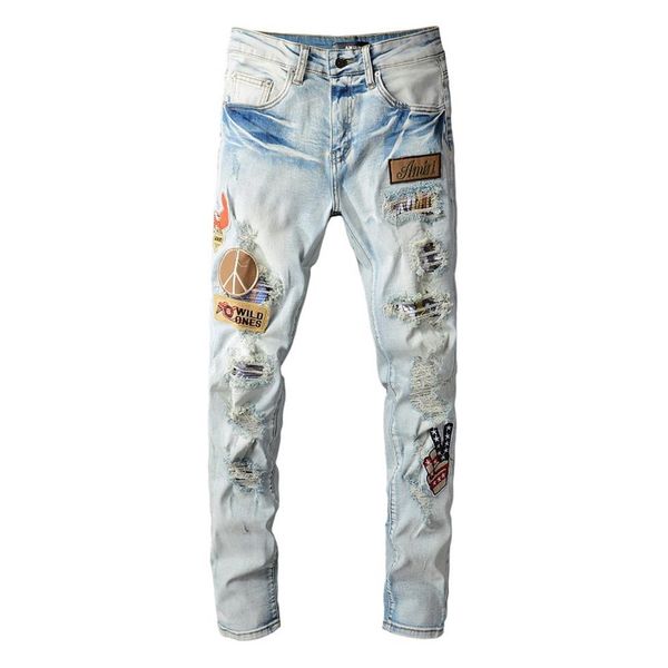 2021 mens designer jeans distressed ripped biker slim fit motorcycle denim for men s fashion jean mans pants pour hommes #6302e, Blue
2021 mens designer jeans distressed ripped biker slim fit motorcycle denim for men s fashion jean mans pants pour hommes #6302e, Blue