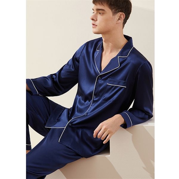 men's sleepwear 100 real silk pajamas set for men loungewear long sleeve button down pj with pocket luxury 19 momme 220830, Black;brown
men's sleepwear 100 real silk pajamas set for men loungewear long sleeve button down pj with pocket luxury 19 momme 220830, Black;brown