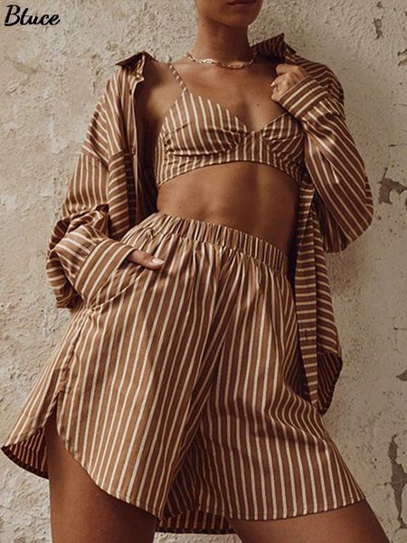 two piece dress spring striped 3 shorts sets women oversized tracksuit casual long sleeve shirt outfits loose high waist suits 220830, White
two piece dress spring striped 3 shorts sets women oversized tracksuit casual long sleeve shirt outfits loose high waist suits 220830, White