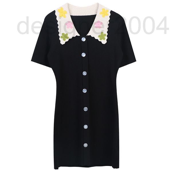 casual dresses designer high end women's new summer knitted dress contrast flower embroidery doll collar sweet light luxury medium leng, Black;gray
casual dresses designer high end women's new summer knitted dress contrast flower embroidery doll collar sweet light luxury medium leng, Black;gray