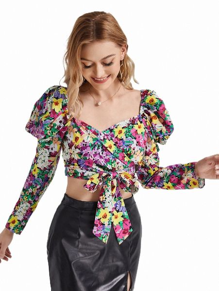 women's blouses & shirts x swinging 60's gigot sleeve tie front floral k9x2#, White
women's blouses & shirts x swinging 60's gigot sleeve tie front floral k9x2#, White