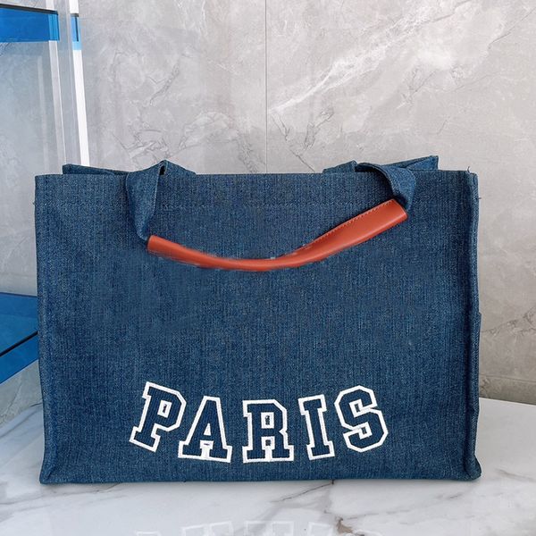 41cm denim large shopping bag fashion larges tote bag women classic handbag purse embroidered lettered print canvas beach totes high quality
41cm denim large shopping bag fashion larges tote bag women classic handbag purse embroidered lettered print canvas beach totes high quality