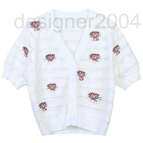 women's sweaters designer summer thin knit cardigan new color contrast cartoon pattern embroidery hole design sweet v-neck short 4076, White;black
women's sweaters designer summer thin knit cardigan new color contrast cartoon pattern embroidery hole design sweet v-neck short 4076, White;black