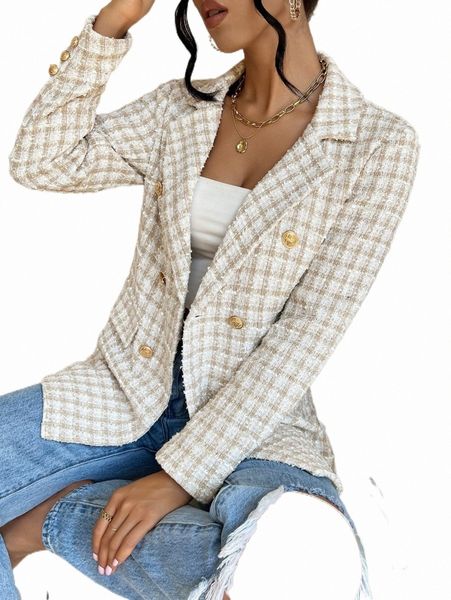 women's down & parkas plaid double breasted flap detail tweed overcoat 32jk#, Black
women's down & parkas plaid double breasted flap detail tweed overcoat 32jk#, Black