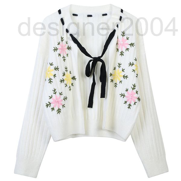 women's sweaters designer wind 2022 autumn new color contrast flower embroidery lace up design round neck slim fit long sleeve knitted, White;black
women's sweaters designer wind 2022 autumn new color contrast flower embroidery lace up design round neck slim fit long sleeve knitted, White;black