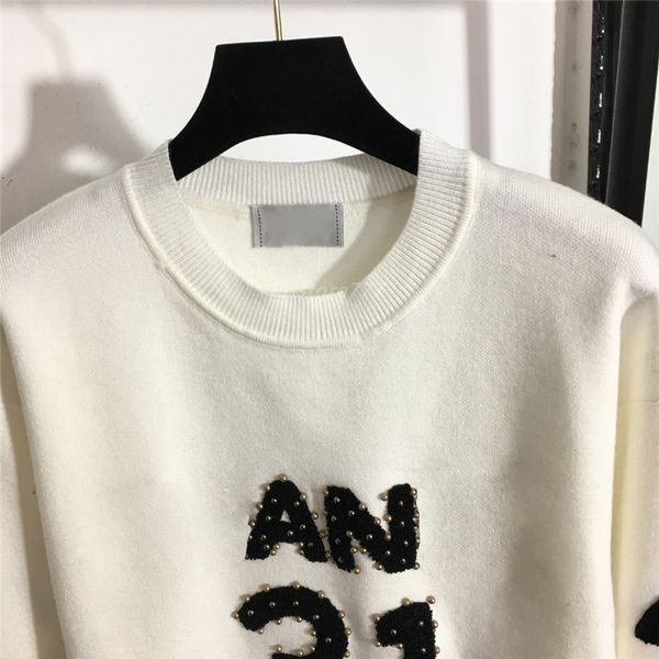 women's sweaters designer 2022 brand crew neck knits sweater designer with letters beads milan runway crop shirt clothing high end ela, White;black
women's sweaters designer 2022 brand crew neck knits sweater designer with letters beads milan runway crop shirt clothing high end ela, White;black