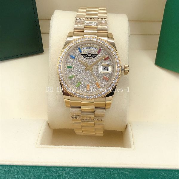6 style watches 36mm full diamond dail bezel 128396 m128396tbr-0006 president 18k gold automatic mechanical mens watch men's wristwatch, Slivery;brown
6 style watches 36mm full diamond dail bezel 128396 m128396tbr-0006 president 18k gold automatic mechanical mens watch men's wristwatch, Slivery;brown